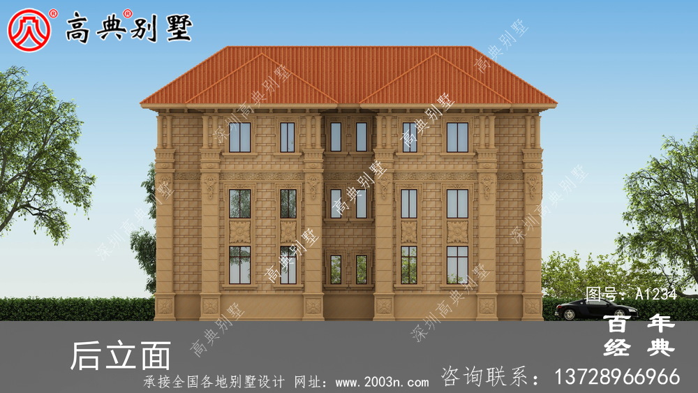 大氣三層歐式雙拼別墅設計工程圖紙_鄉村雙拼別墅自建房設計圖