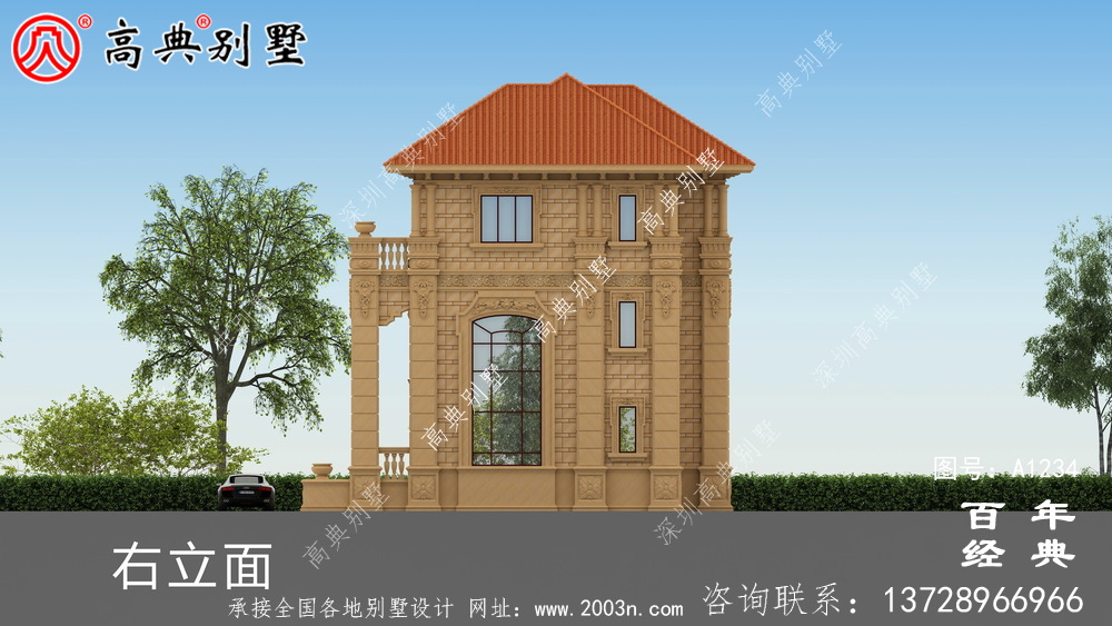 大氣三層歐式雙拼別墅設計工程圖紙_鄉村雙拼別墅自建房設計圖