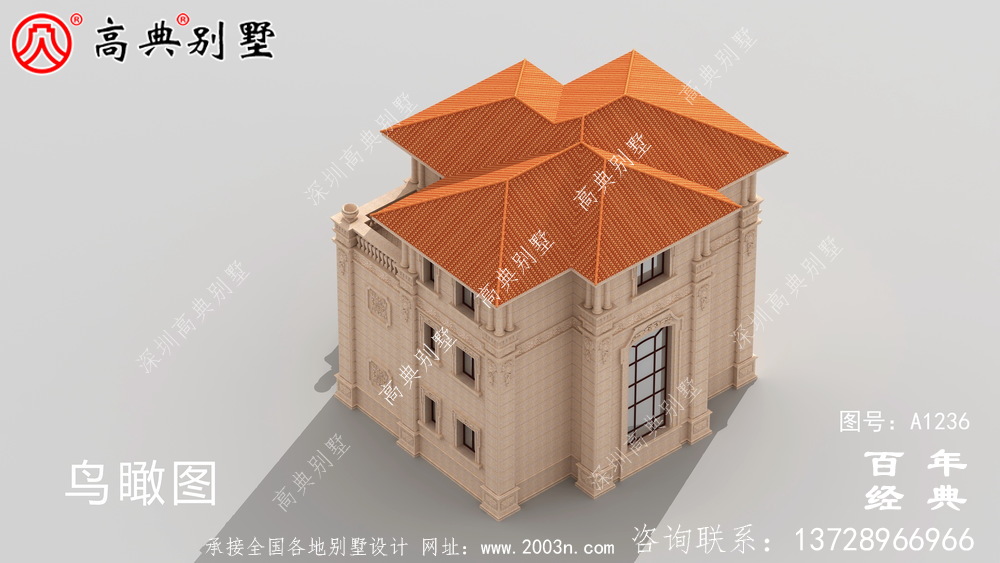 歐式古典三層帶陽臺別墅設計工程圖紙_三層別墅圖紙