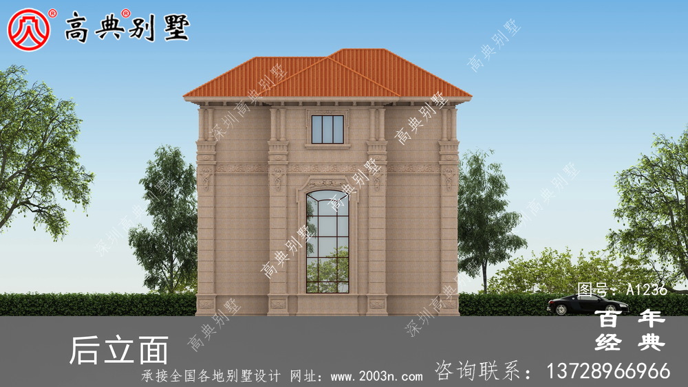 歐式古典三層帶陽臺別墅設計工程圖紙_三層別墅圖紙