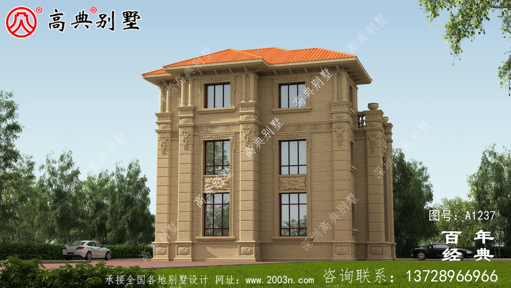 高大歐式三層別墅設(shè)計工程圖紙_農(nóng)村三層別墅設(shè)計圖