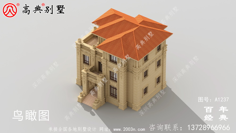 高大歐式三層別墅設(shè)計工程圖紙_農(nóng)村三層別墅設(shè)計圖