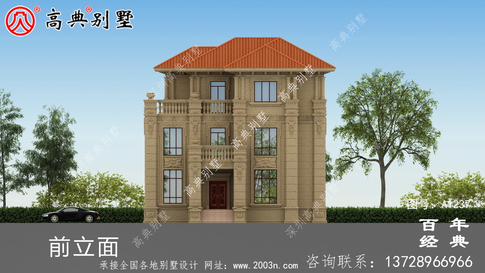 高大歐式三層別墅設(shè)計工程圖紙_農(nóng)村三層別墅設(shè)計圖