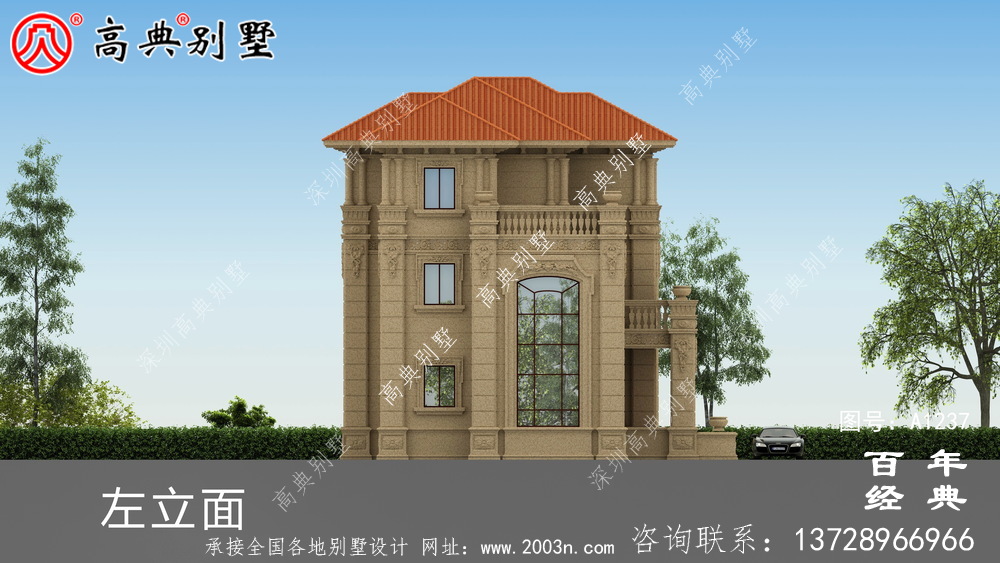 高大歐式三層別墅設(shè)計工程圖紙_農(nóng)村三層別墅設(shè)計圖