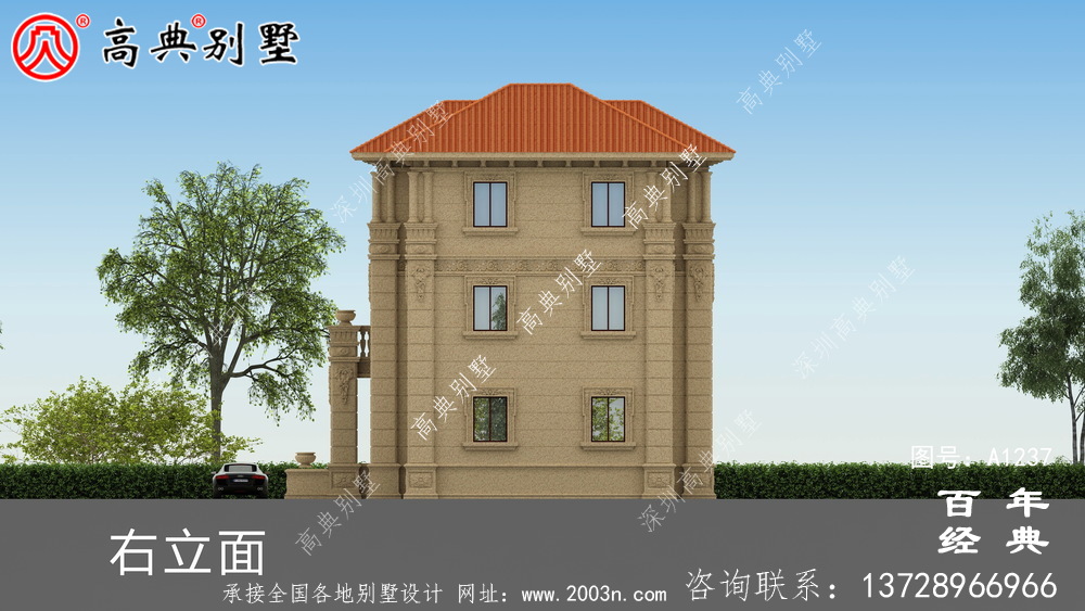 高大歐式三層別墅設(shè)計工程圖紙_農(nóng)村三層別墅設(shè)計圖