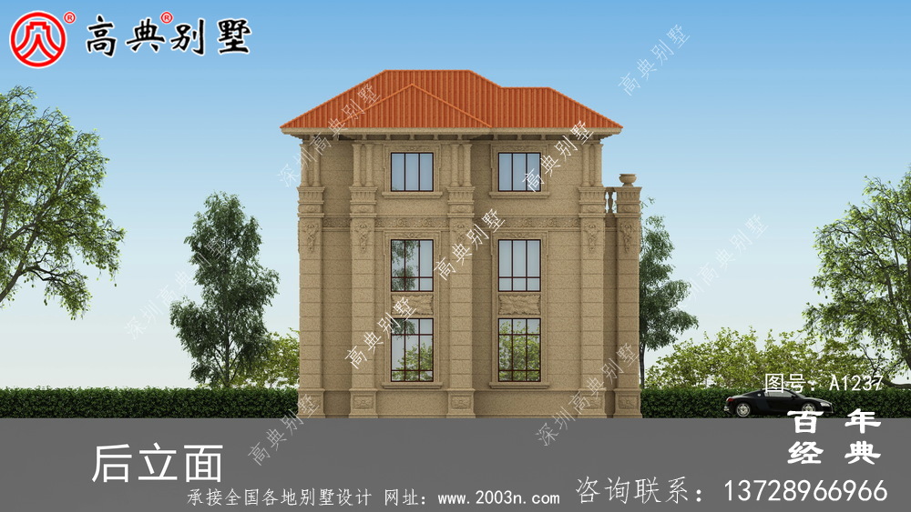 高大歐式三層別墅設(shè)計工程圖紙_農(nóng)村三層別墅設(shè)計圖