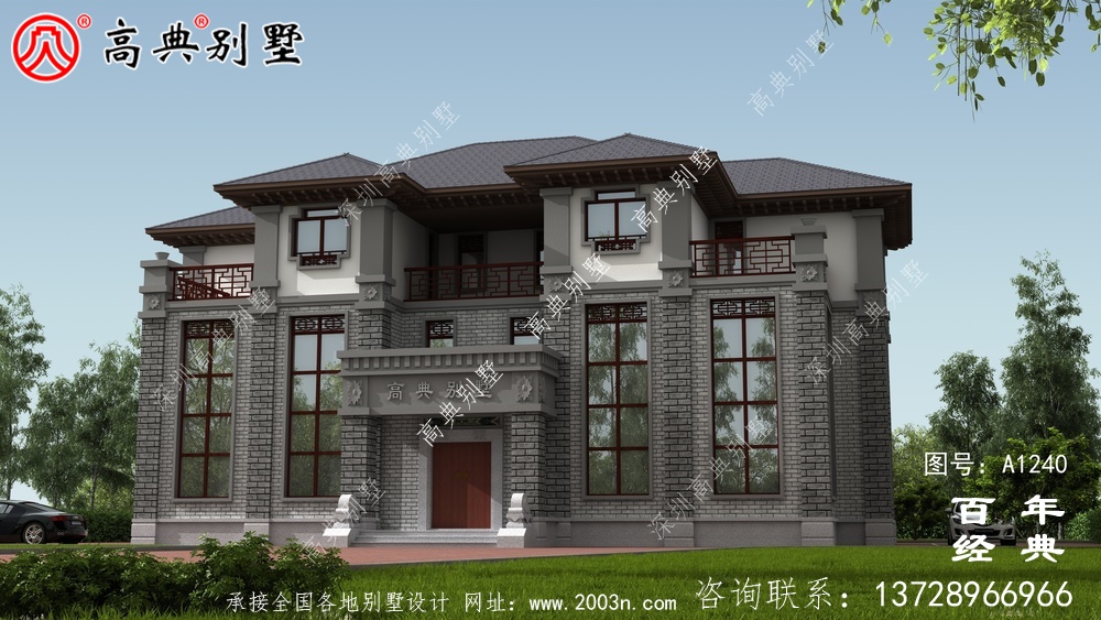 新中式三層雙拼別墅設計工程圖紙及設計效果圖_別墅設計圖紙