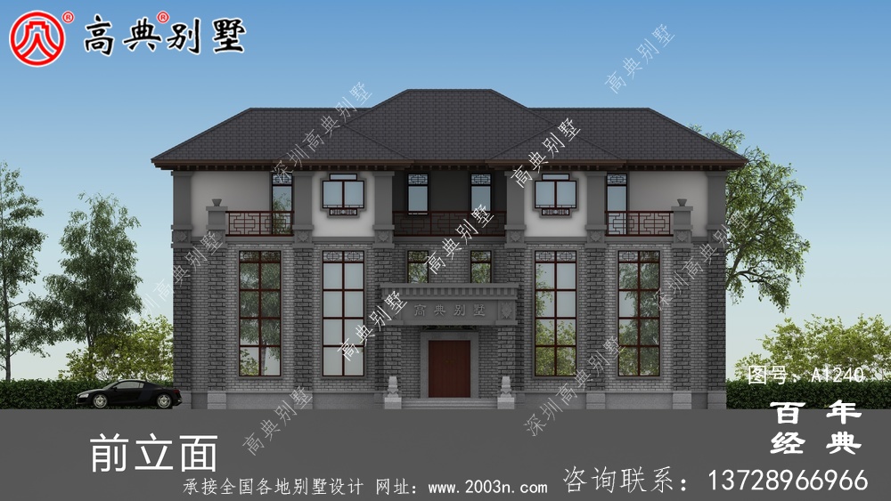 新中式三層雙拼別墅設計工程圖紙及設計效果圖_別墅設計圖紙