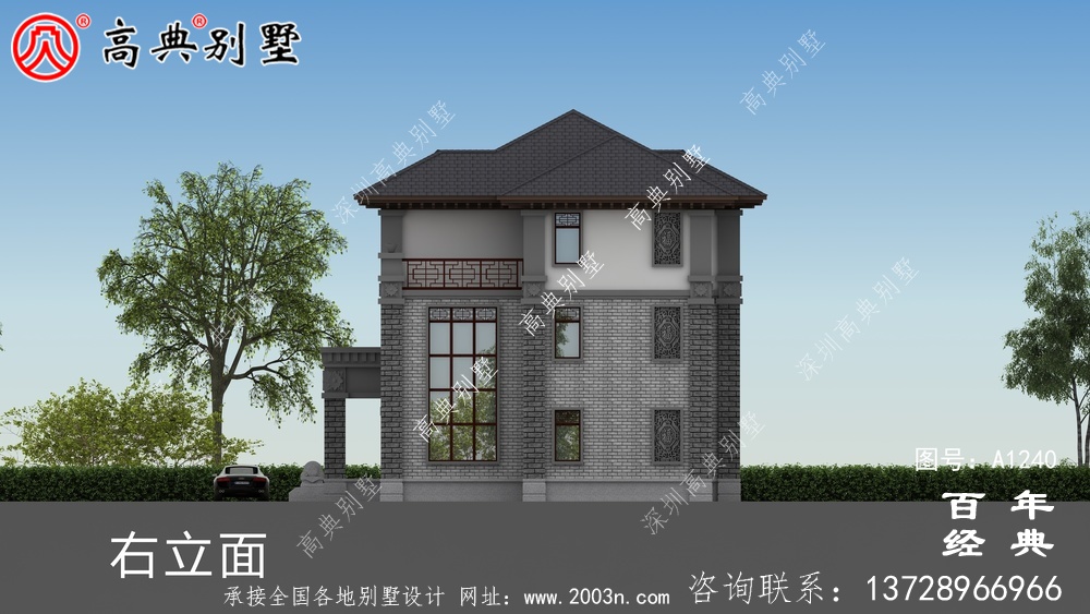 新中式三層雙拼別墅設計工程圖紙及設計效果圖_別墅設計圖紙