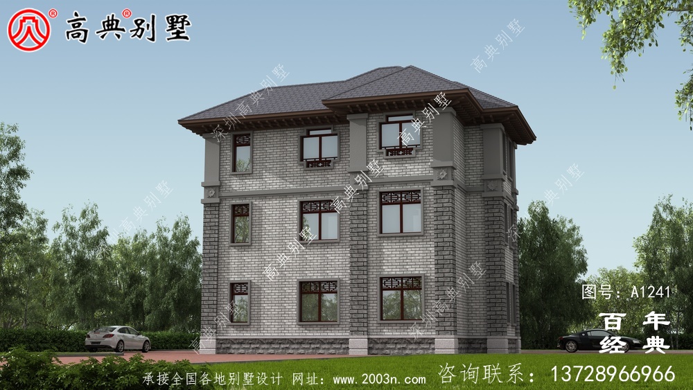 新中式三層歐式復式大別墅設計工程圖紙及設計效果圖_別墅設計圖紙