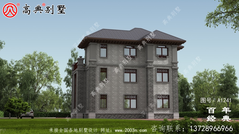 新中式三層歐式復式大別墅設計工程圖紙及設計效果圖_別墅設計圖紙