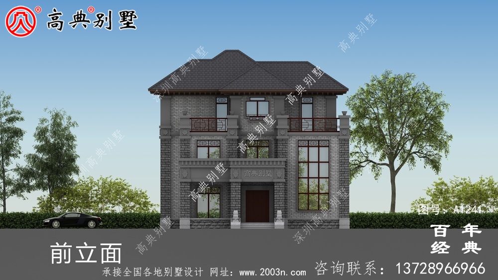 新中式三層歐式復式大別墅設計工程圖紙及設計效果圖_別墅設計圖紙