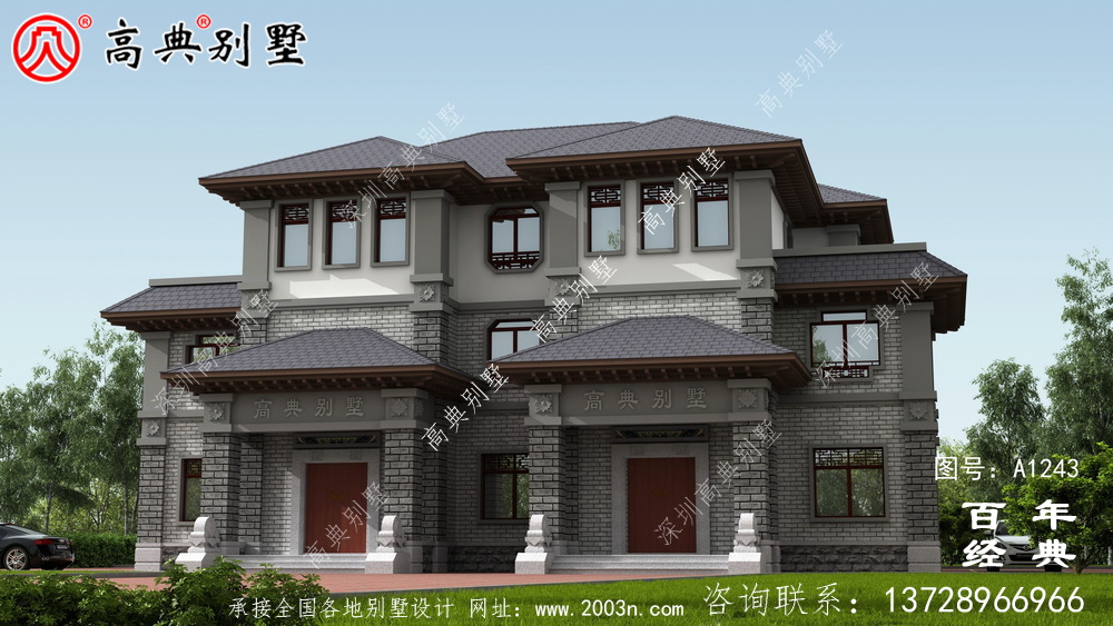 新中式三層農村別墅設計圖紙_新農村別墅家居設計