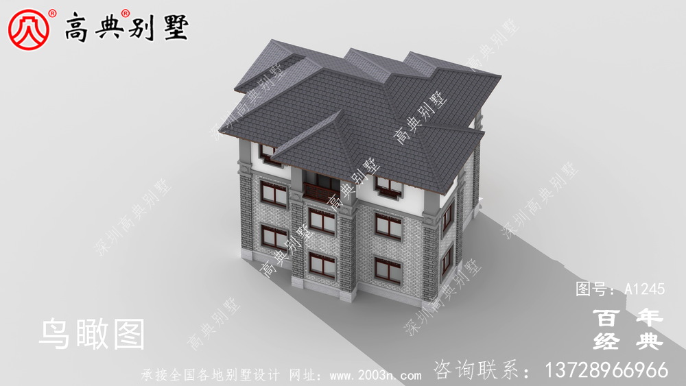 新中式農村帶車庫三層別墅施工圖設計_農村三層別墅設計圖紙