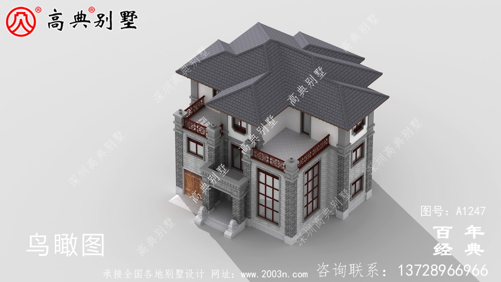 新中式三層帶車庫復式農村別墅設計圖紙及效果圖三層別墅設計圖