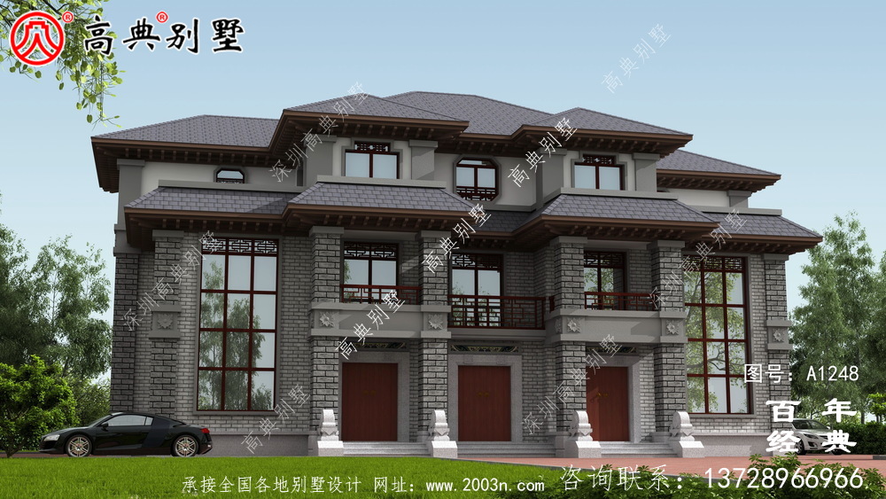 復(fù)式雙拼三層新中式別墅外觀設(shè)計(jì)效果圖_農(nóng)村三層別墅設(shè)計(jì)圖紙 復(fù)式雙拼三層新中式別墅外觀設(shè)計(jì)效果圖_農(nóng)村三層別墅設(shè)計(jì)圖紙