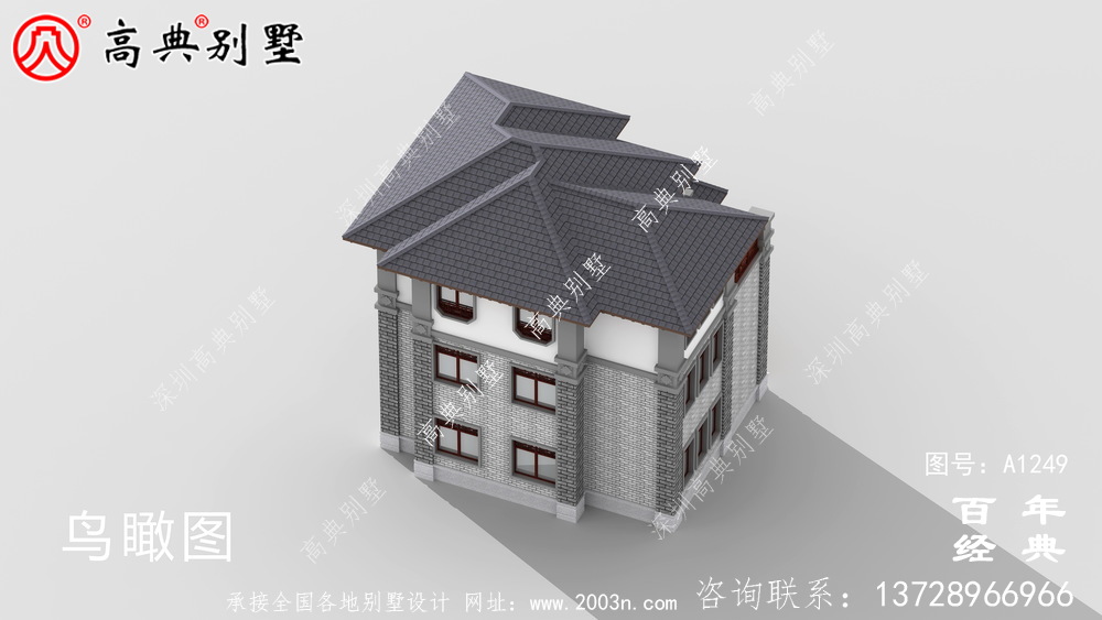 新中式三層復(fù)式農(nóng)村別墅設(shè)計(jì)圖紙及效果圖_三層別墅外觀效果圖