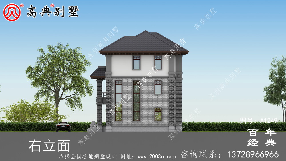 新中式三層復(fù)式農(nóng)村別墅設(shè)計(jì)圖紙及效果圖_三層別墅外觀效果圖