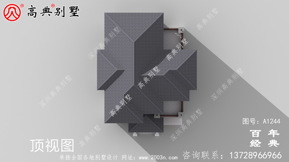 新中式三層帶車庫農村別墅外觀效果圖及施工圖設計_三層別墅設計圖紙