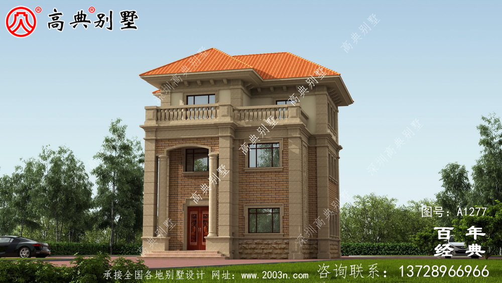歐式三層小別墅圖紙及效果圖_農村三層別墅圖紙