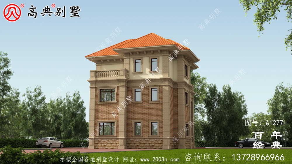 歐式三層小別墅圖紙及效果圖_農村三層別墅圖紙