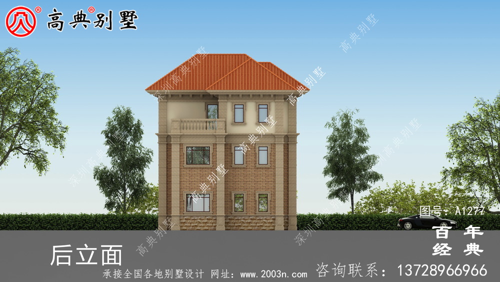 歐式三層小別墅圖紙及效果圖_農村三層別墅圖紙