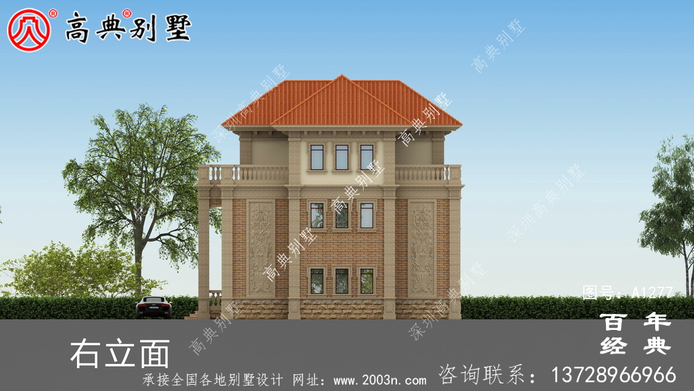 歐式三層小別墅圖紙及效果圖_農村三層別墅圖紙