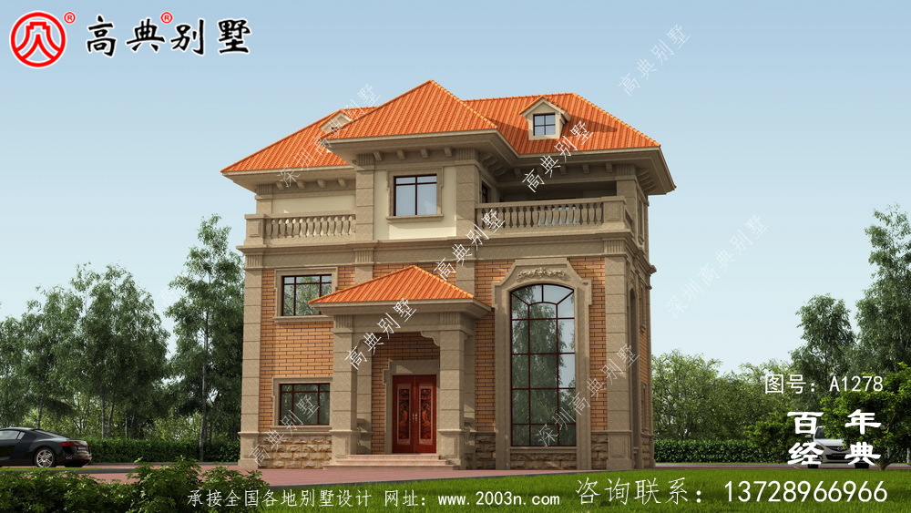 復式三層歐式小別墅效果圖及施工圖_新農村別墅戶型圖設計