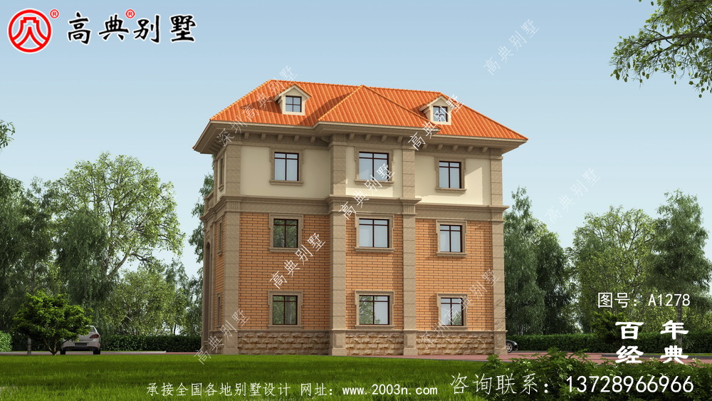 復式三層歐式小別墅效果圖及施工圖_新農村別墅戶型圖設計