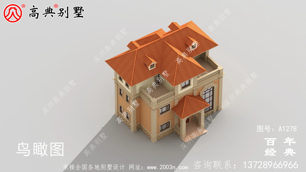 復式三層歐式小別墅效果圖及施工圖_新農村別墅戶型圖設計
