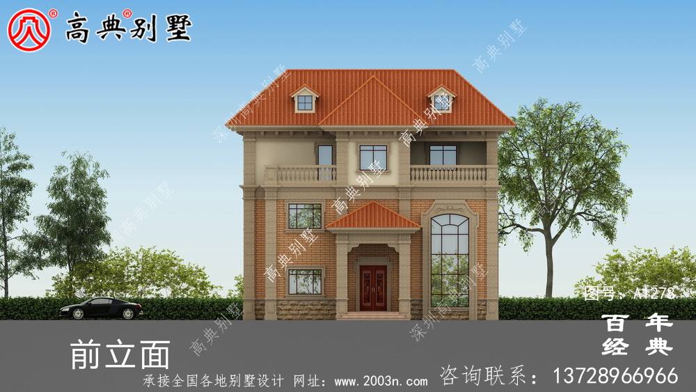 復式三層歐式小別墅效果圖及施工圖_新農村別墅戶型圖設計