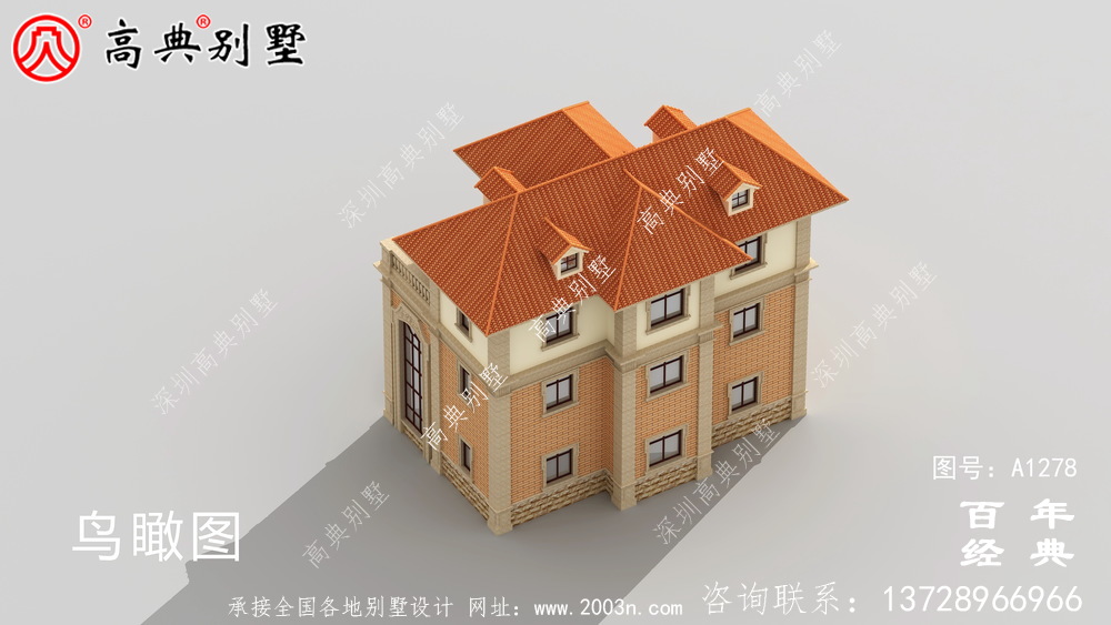 復式三層歐式小別墅效果圖及施工圖_新農村別墅戶型圖設計