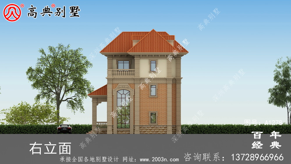 復式三層歐式小別墅效果圖及施工圖_新農村別墅戶型圖設計