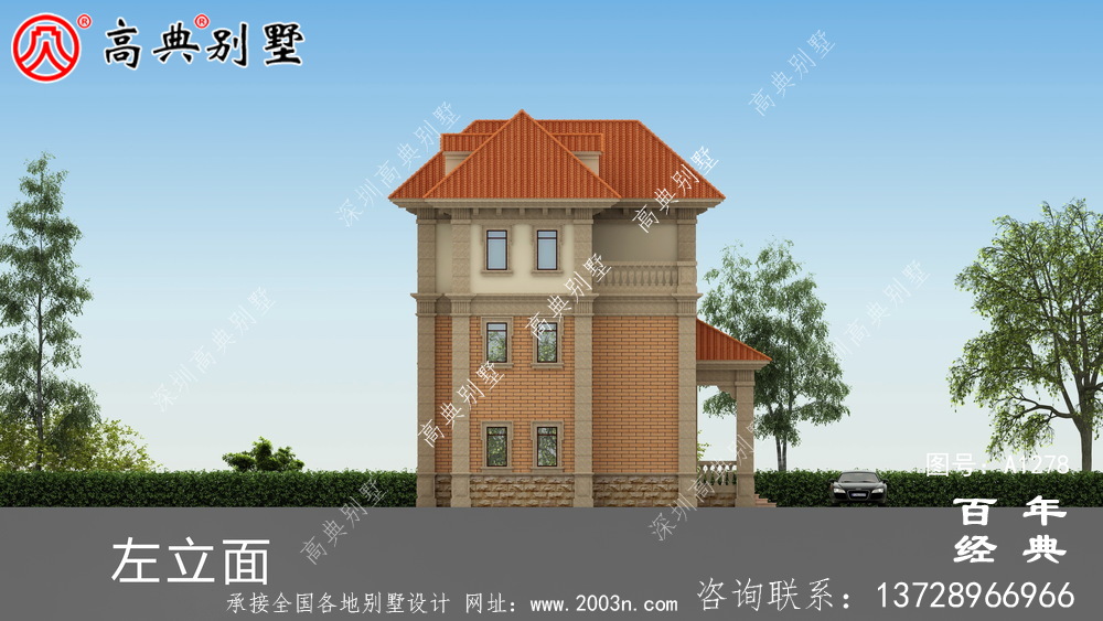 復式三層歐式小別墅效果圖及施工圖_新農村別墅戶型圖設計