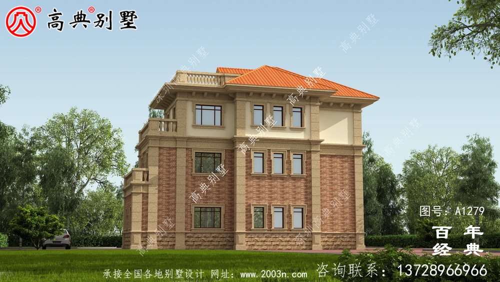 歐式復(fù)式三層別墅外觀設(shè)計圖紙_新農(nóng)村別墅戶型圖設(shè)計