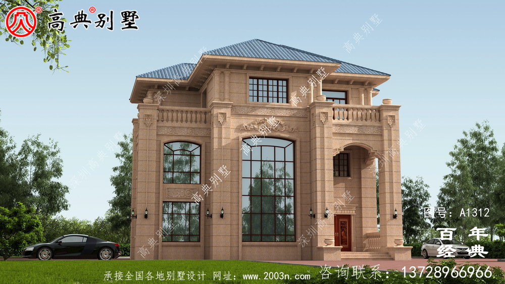 歐式三層復式豪華別墅設計圖紙及效果圖_農村三層別墅圖紙