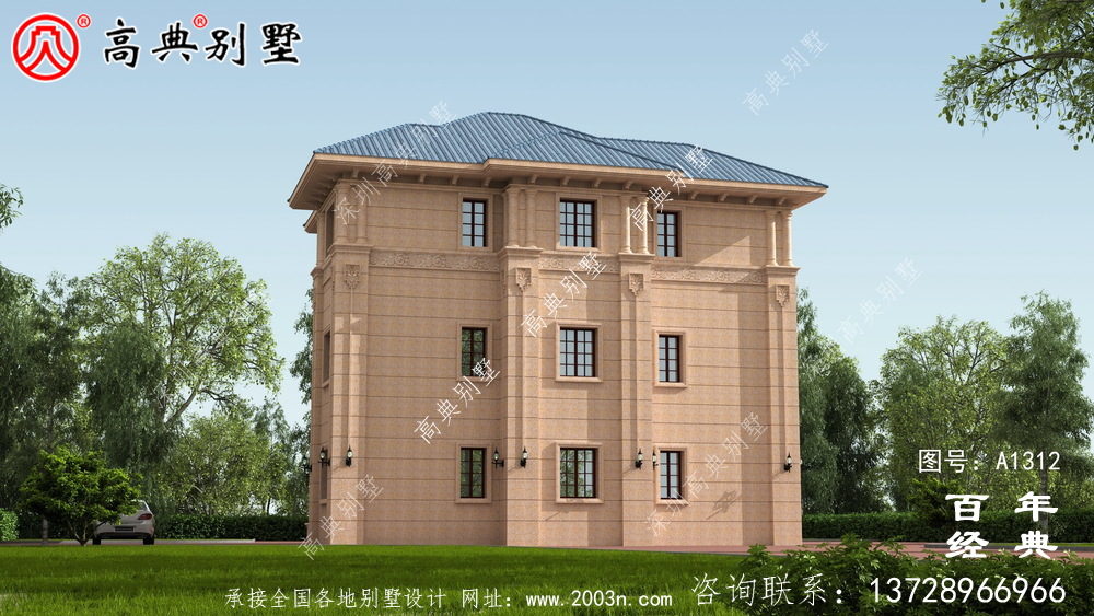 歐式三層復式豪華別墅設計圖紙及效果圖_農村三層別墅圖紙