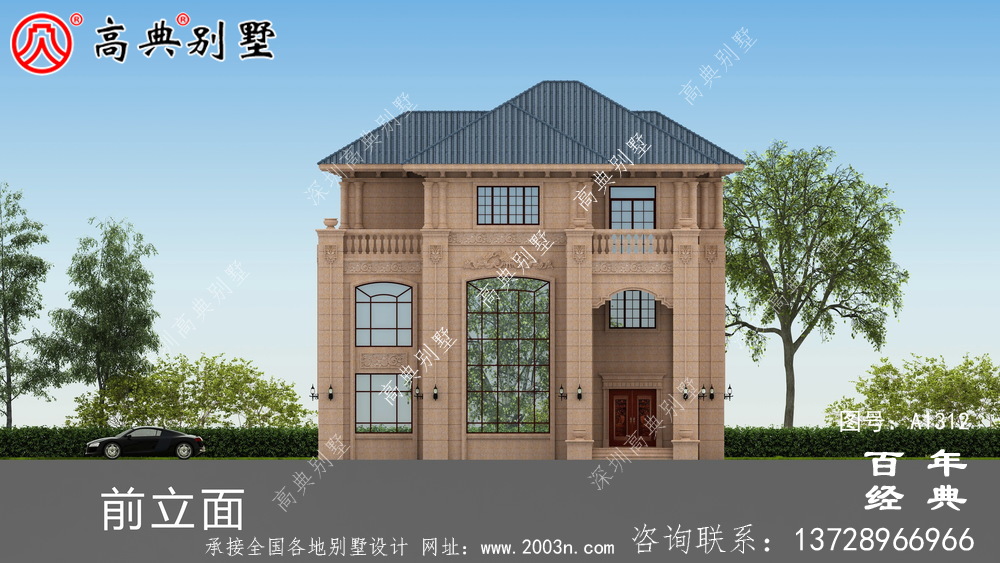 歐式三層復式豪華別墅設計圖紙及效果圖_農村三層別墅圖紙