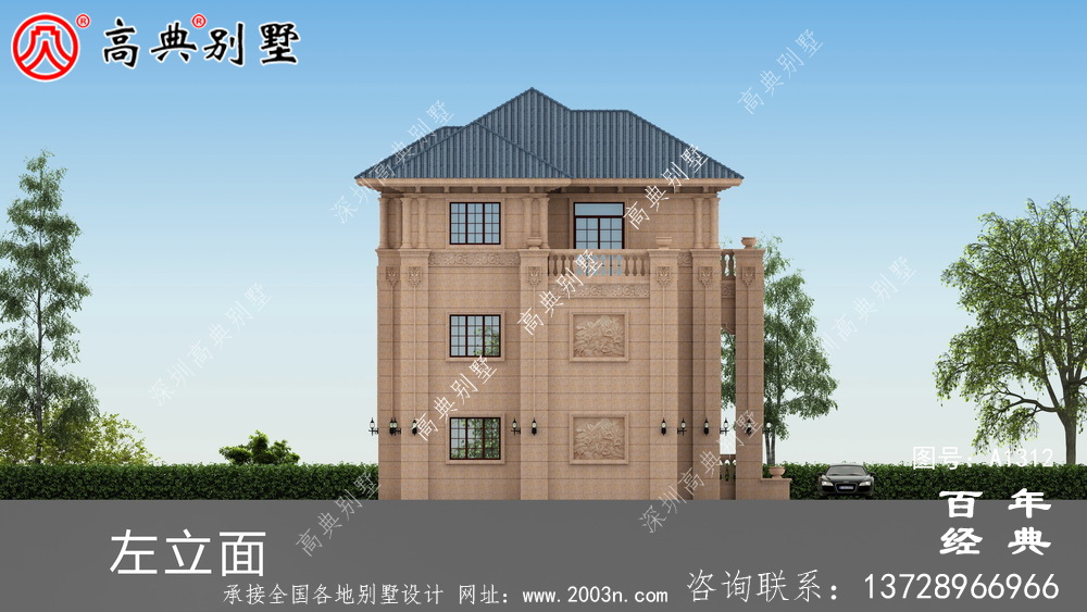 歐式三層復式豪華別墅設計圖紙及效果圖_農村三層別墅圖紙