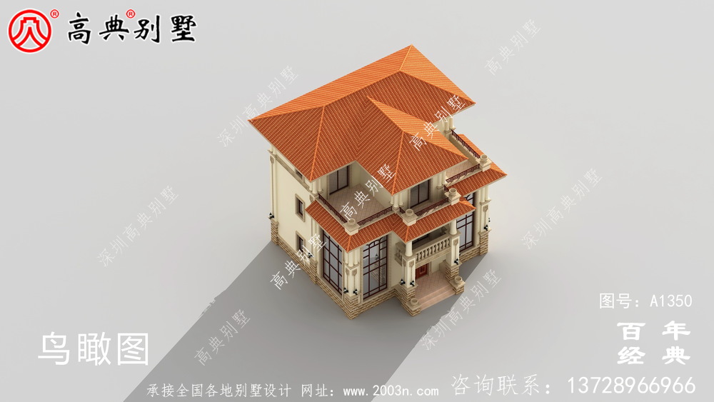 全套高檔歐式三層復式別墅外觀設計效果圖紙_三層別墅設計圖
