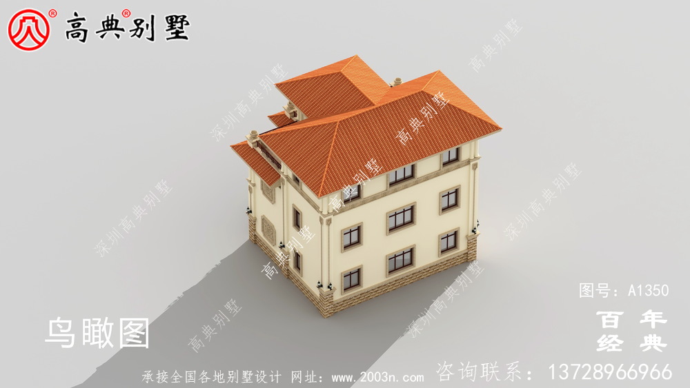 全套高檔歐式三層復式別墅外觀設計效果圖紙_三層別墅設計圖