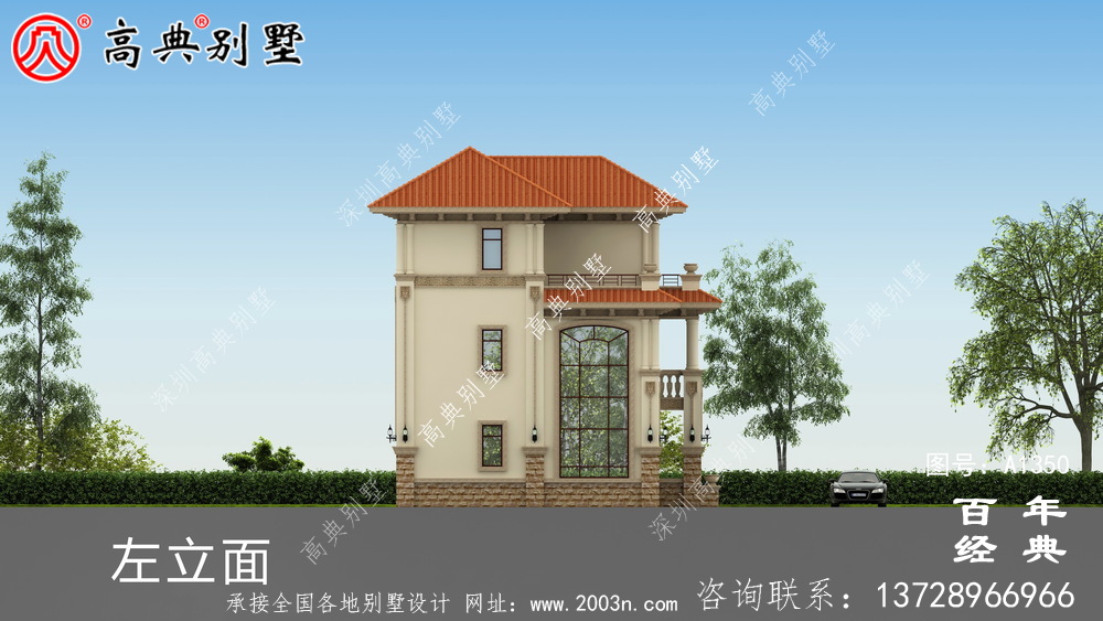 全套高檔歐式三層復式別墅外觀設計效果圖紙_三層別墅設計圖