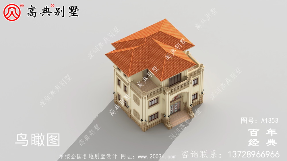 奢華私人三層別墅外觀設計效果圖紙_別墅設計圖紙
