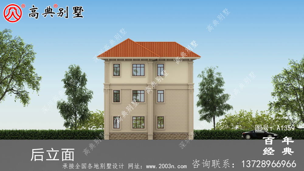 復式三層歐式別墅施工圖紙大全加設計效果圖_別墅設計圖紙