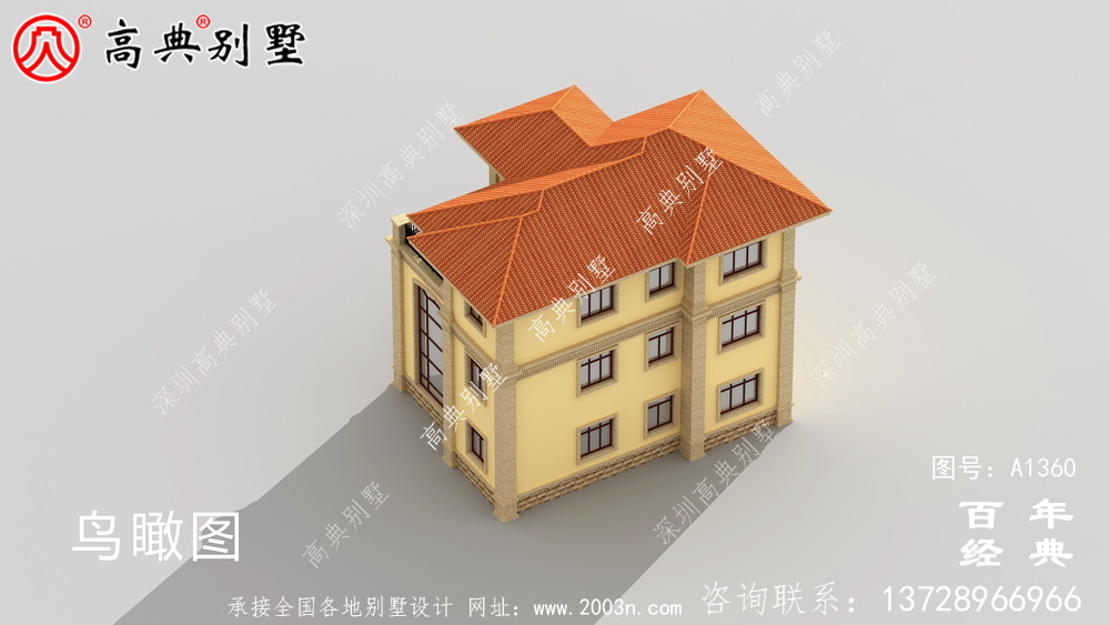 復式三層歐式別墅圖紙大全加設計效果圖_農村別墅設計圖紙