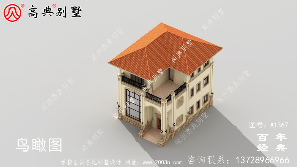 農村洋房復式三層別墅外觀效果圖_別墅設計圖紙