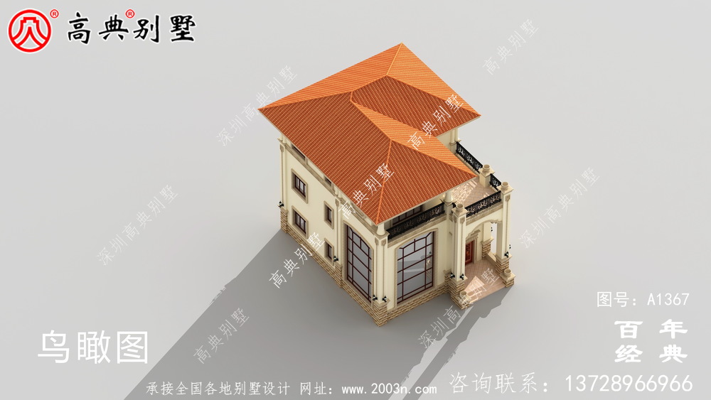 農村洋房復式三層別墅外觀效果圖_別墅設計圖紙
