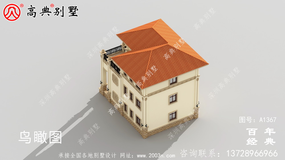 農村洋房復式三層別墅外觀效果圖_別墅設計圖紙