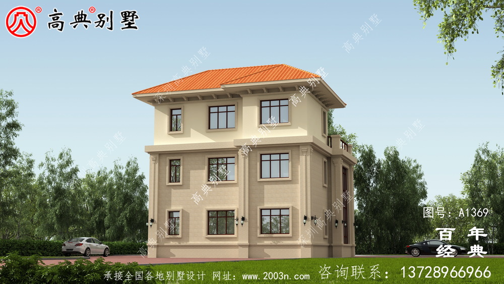 復式簡約三層歐式別墅全套設計圖_別墅設計圖紙