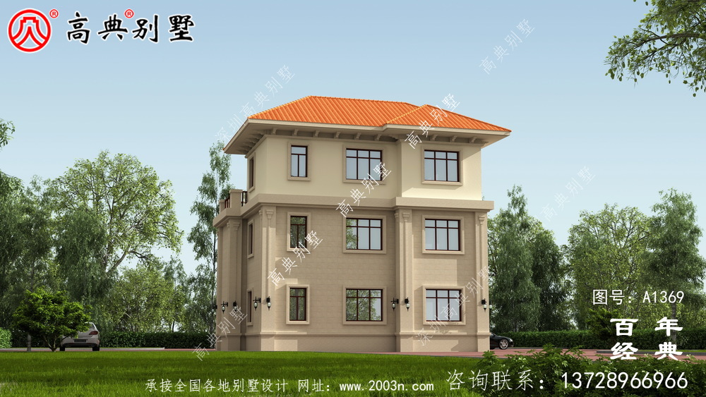 復式簡約三層歐式別墅全套設計圖_別墅設計圖紙